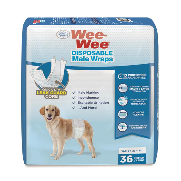 Four Paws Wee-Wee® Disposable Male Dog Wraps