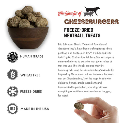 Grandma Lucy's Freeze-Dried Meatballs Cheeseburgers Dog Treats (3 oz)