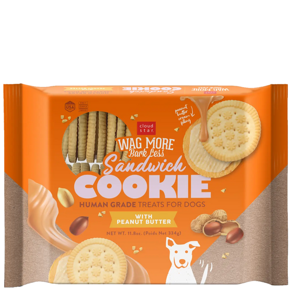 Cloud Star Wag More Bark Less Human Grade Peanut Butter Sandwich Cookie Dog Treats