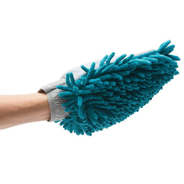 Messy Mutts Microfiber Chenille Dog Grooming Mitt (Blue)