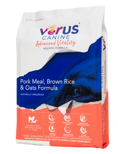 VēRUS Canine Advanced Vitality Pork Meal, Brown Rice & Oats Holistic Formula Dog Food (25 lb)