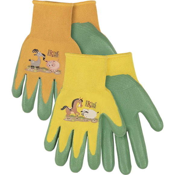 Kinco Kids' Farm Friends™ Nylon Knit Shell & Foam Nitrile Palm Gloves