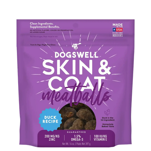 Dogswell Skin & Coat Meatballs Duck Recipe Dog Treats (14 oz)