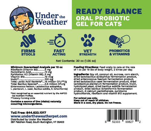 Under the Weather Ready Balance Probiotic Supplement For Cats