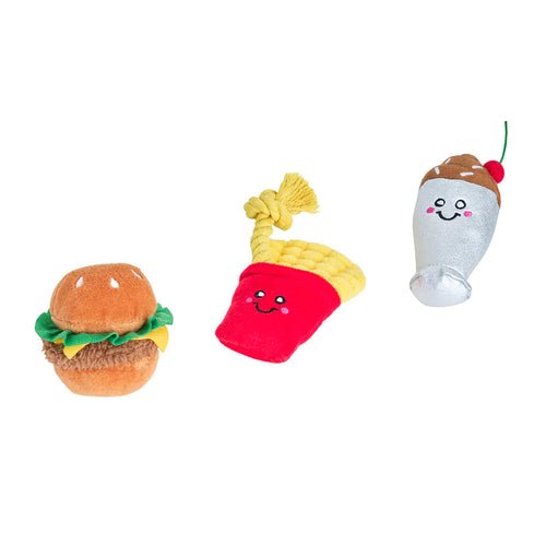Zippy Paws Miniz 3-Pack – Fast Foods Dog Toy