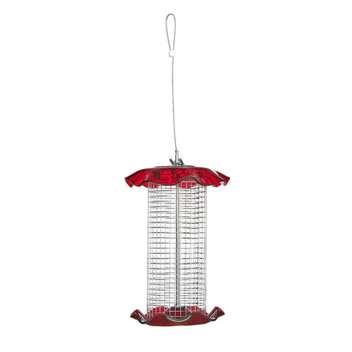 Birds Choice Small Sunflower Seed Forever Feeder with Stainless Steel Screen in Red
