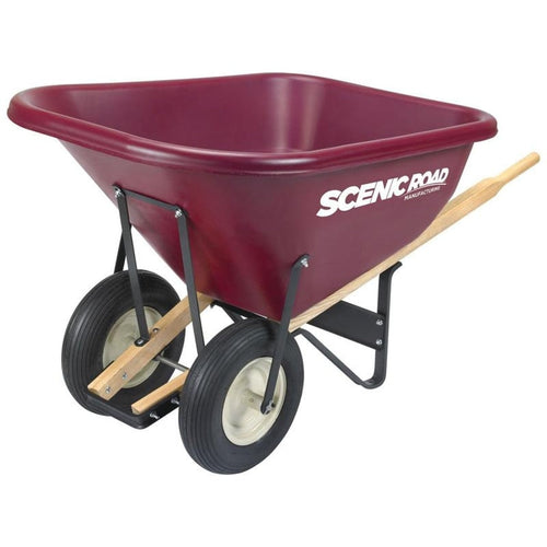 SCENIC ROAD DUAL WHEEL WHEELBARROW W/RIBBED TIRES