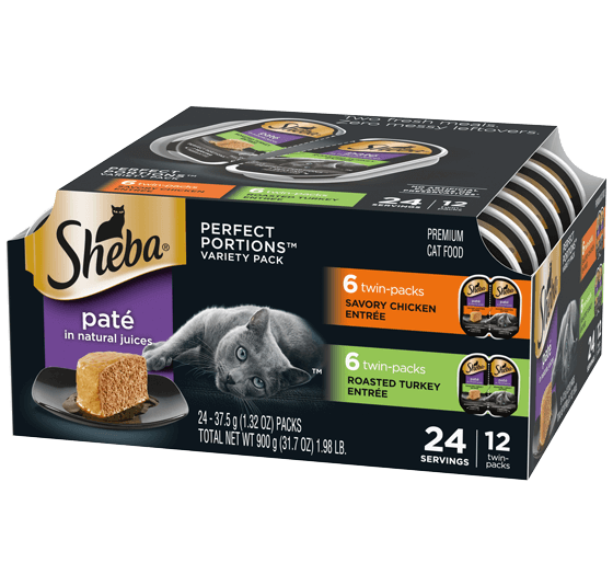 SHEBA® PERFECT PORTIONS™ Premium Paté Savory Chicken Entrée Roasted Turkey Entrée