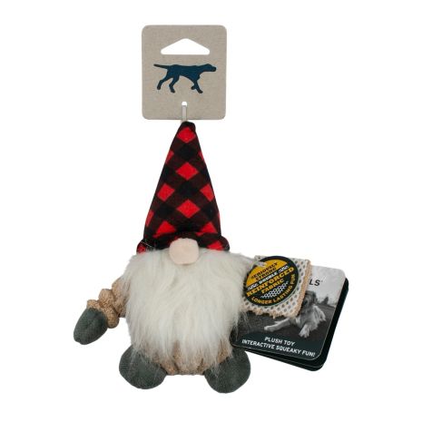 Tall Tails Plaid Gnome with Squeaker Dog Toy