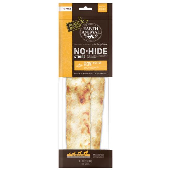 Earth Animal No-Hide® Peanut Butter Strips (4-pack)