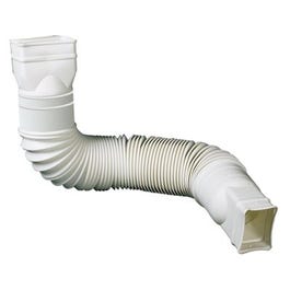 Downspout Extension, Flexible White Poly, Extends 24 - 55-In.