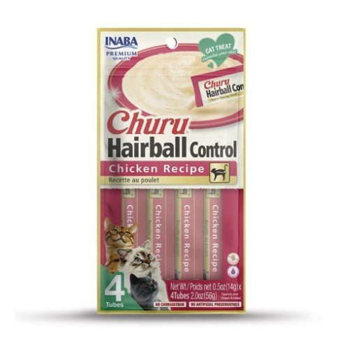 Inaba Churu Hairball Control Chicken Recipe Cat Treat (2.0oz (0.5oz x 4))